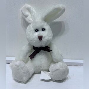 Laura Secord Cream Stuffed Bunny Rabbit‎ with Brown Bow On the Neck